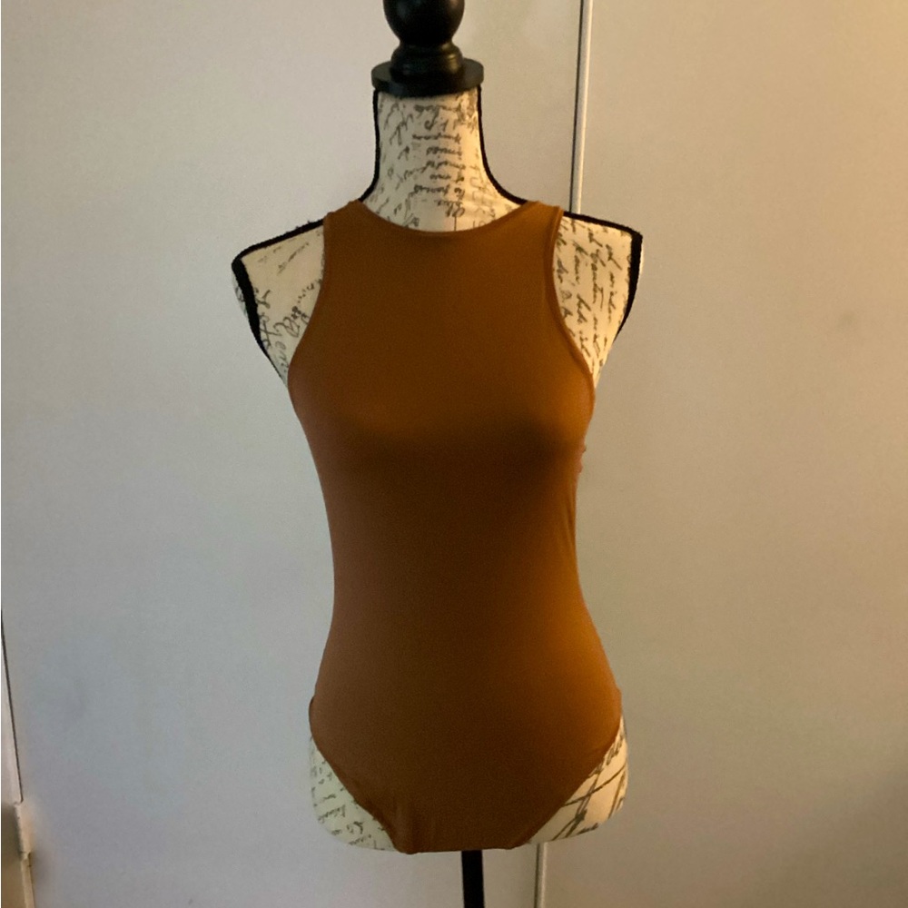 NWOT VS PINK Carmel Color Bodysuit Size S